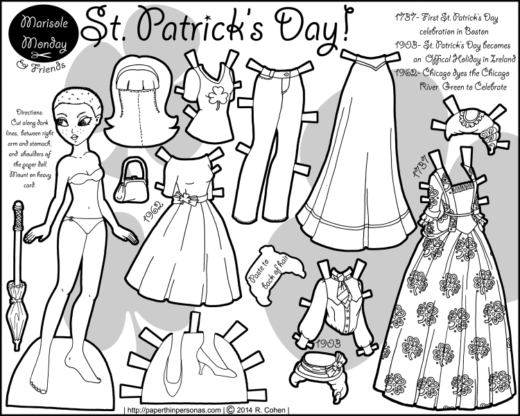 saint-patrick-day-paper-doll-bw
