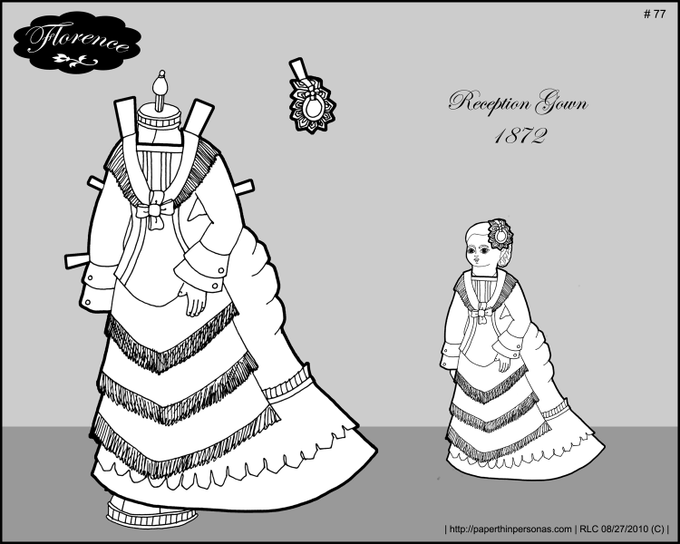 A Victorian reception gown for the Florence printable paper doll.