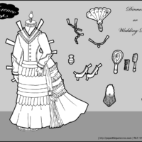 A wedding dress for Florence, a paper doll based on a French fashion doll of the 1870s.