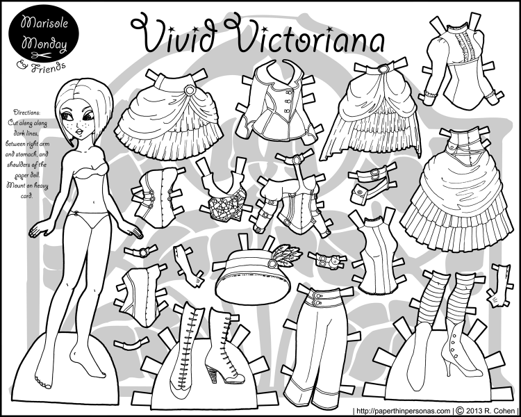 vivid-victoriana-marisole-monday-steampunk-paper-doll-bw