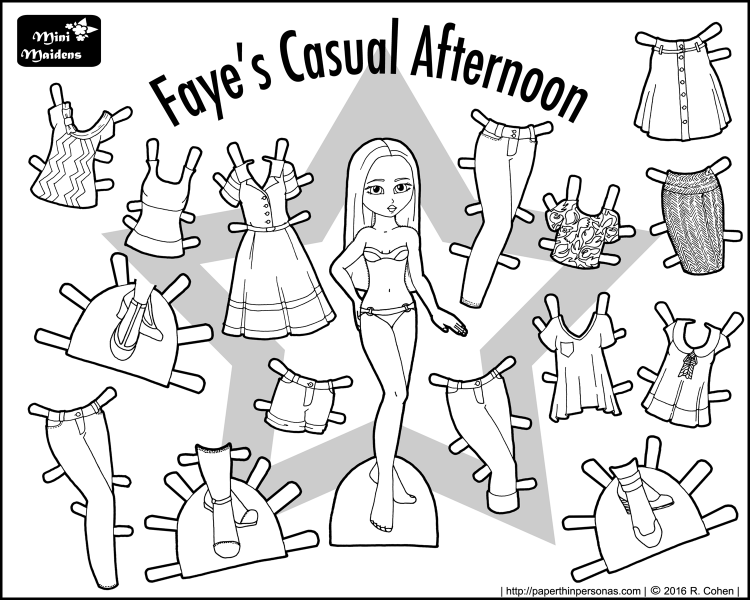 A fashionista paper doll with a big wardrobe. Exclusive to paperthinpersonas.com.