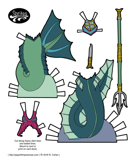 Paper doll mermaids get some wonderful paper tails! Free to print for the Sprites paper doll series from paperthinpersonas.com. 