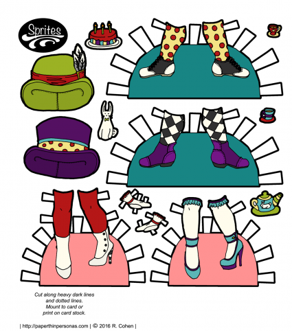 Hat and shoes for Alice and the Mad Hatter paper dolls! Plus lots of tea accessories. 