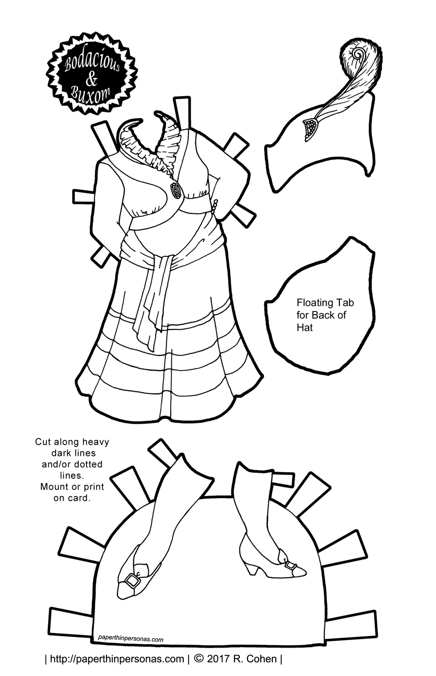 A paper doll outfit based on 1910s clothing, specifically 1915. Available to print and color for free.