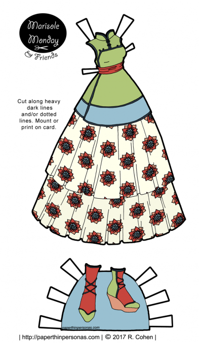 A fantasy paper doll dress based on traditional Chinese clothing and inspired by Qi Lolita. Free to print in color or black and white from paperthinpersonas.com. 