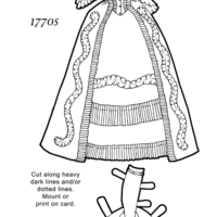 18th Century historical fashion printable paper doll coloring page for kids