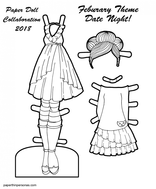 Created a set of two date night outfits for today's printable paper doll set! It's a paper doll clothing coloring page that you can print for free and color anyway you want.