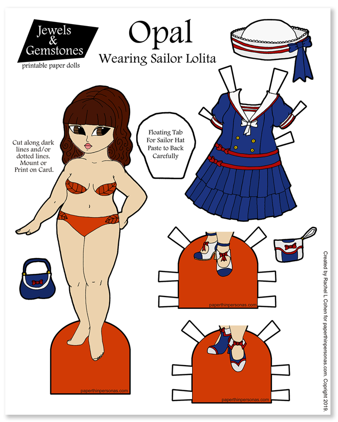 Today's paper doll is a foray into sailor Lolita fashion which is a Japanese street style based on Victorian children's clothing.
