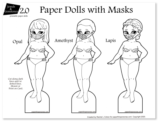 Three printable paper dolls in black and white. A kids activity idea for dress up. Three fun curvy paper dolls.