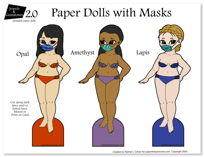 A kids activity idea for dress up- three paper dolls to print in different skintones- diverse curvy paper dolls.