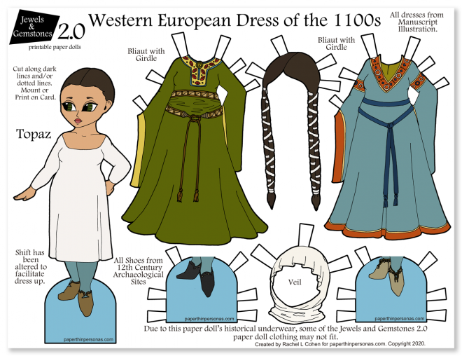 A printable paper doll with clothing from the 12th century. Great homeschooling history idea.