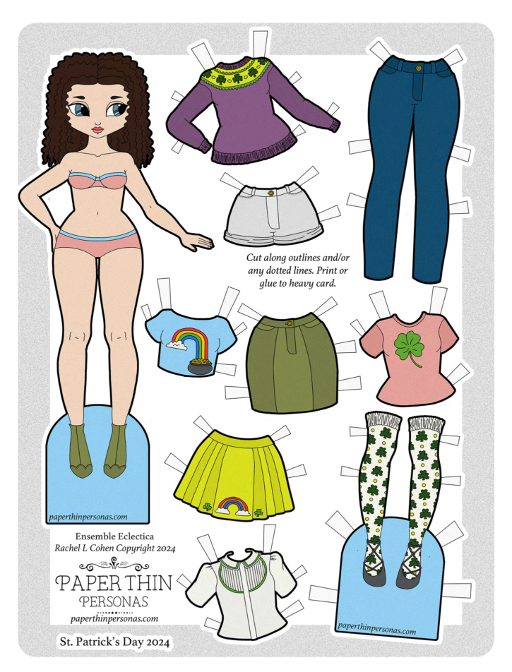 A colorful printable paper doll celebrating St. Patrick's Day! 