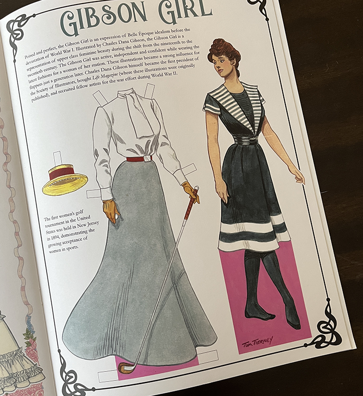 The illustration for Gibson Girl in The illustration for Ancient Crete in A Timeline of Fashion by Tom Tierney.