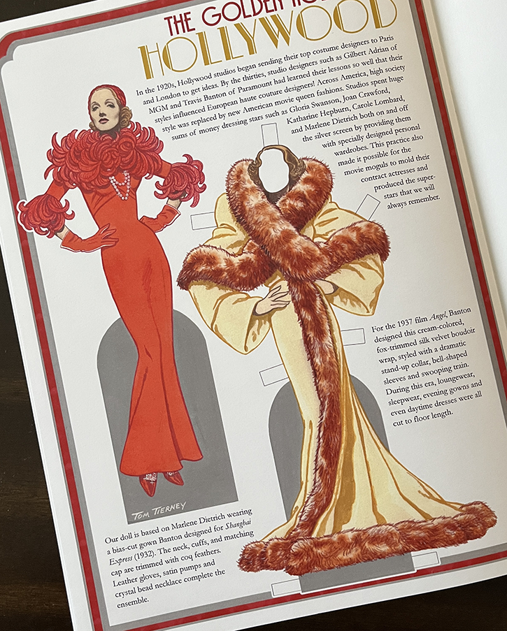 The illustration for the Gold Age of Hollywood in The illustration for Ancient Crete in A Timeline of Fashion by Tom Tierney.