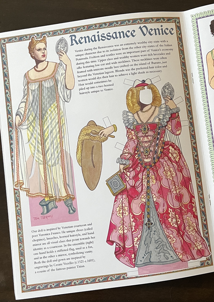 The illustration for Renaissance Venice in The illustration for Ancient Crete in A Timeline of Fashion by Tom Tierney.