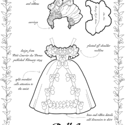 A dress from 1834 as a coloring page.