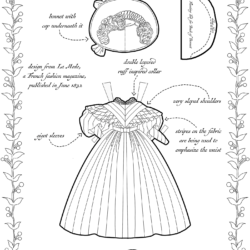 A dress from 1832 as a coloring page.