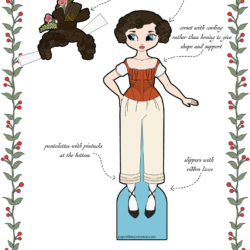 An 1830s paper doll wearing historical underwear.