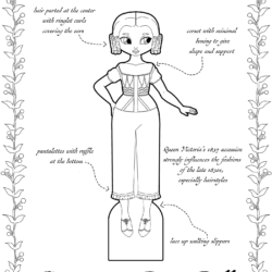 A paper doll from the mid-1830s coloring page.