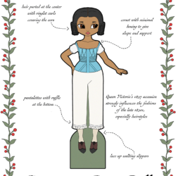 A paper doll from the mid-1830s with ringlet curls.