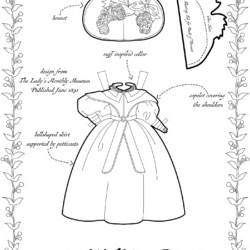 A dress from 1831 as a coloring page.