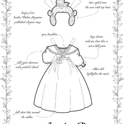 A dress from 1835 as a coloring page.