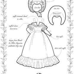 A dress from 1837 as a coloring page.