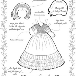 A dress from 1839 as a coloring page.