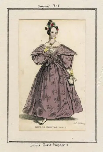 A fashion plate from 1835 that appeared in the Ladies Pocket Magazine.