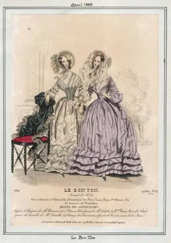 A fashion plate from Le Bon Ton, a french fashion magazine, published in 1839.