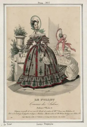 A fashion plate from 1837 published in Le Follet Magazine.