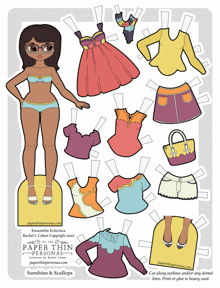 Sunshine and Scallops, my most popular 2025 paper doll by views. 