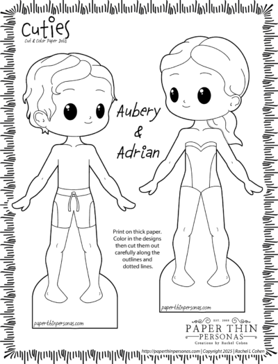 Line-art kid-friendly paper dolls with simple bodies, ready to color and cut out.