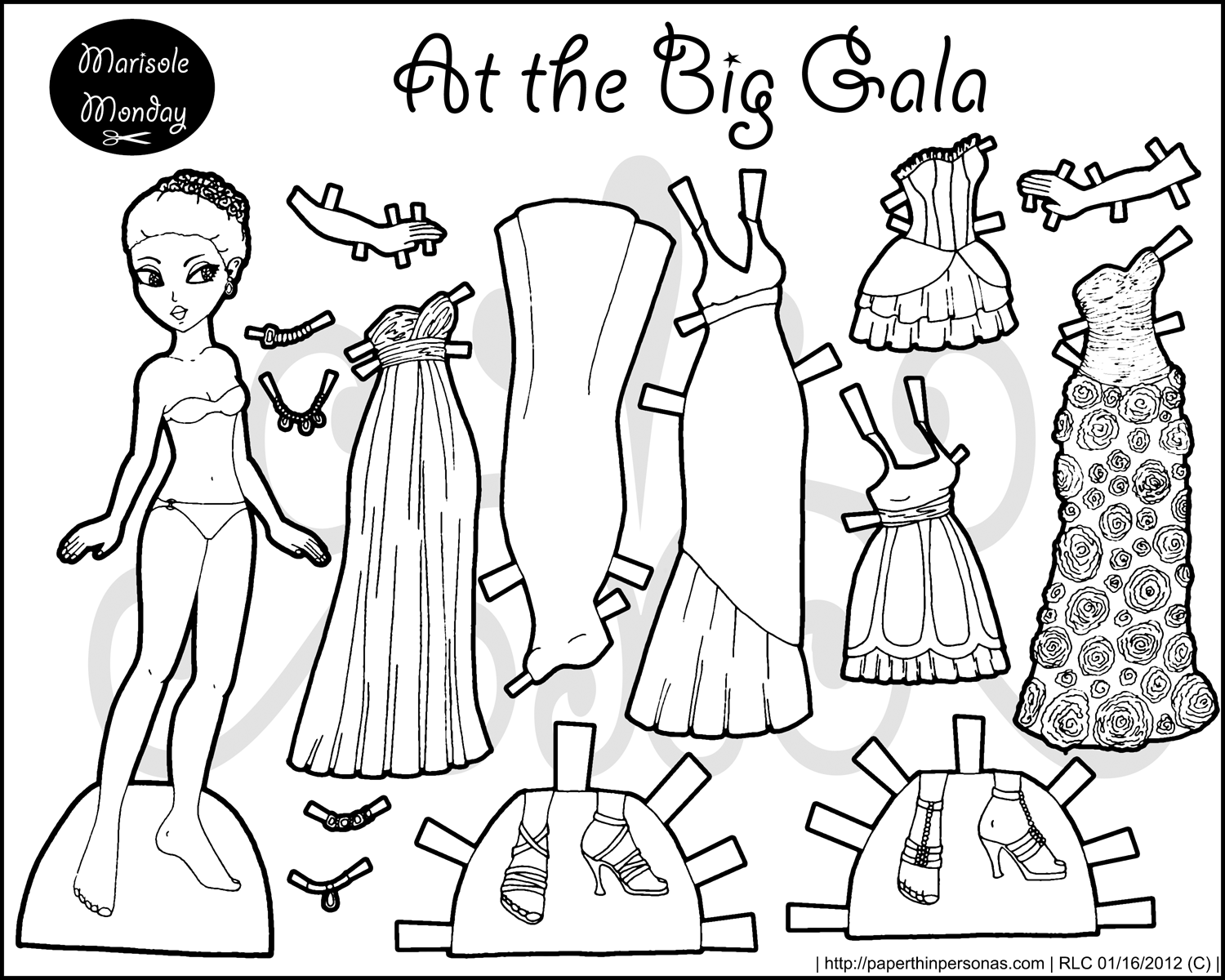 Three Sets Of Marisole Paper Dolls In Black And White Paper Thin Personas