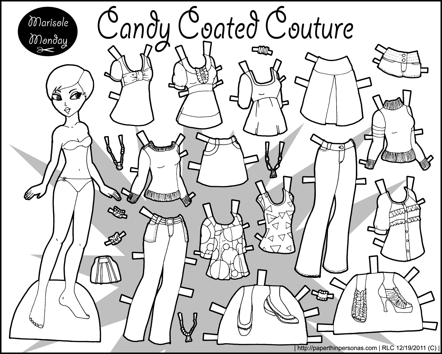 Black and White Printable Paper Dolls. marisole monday paper do...