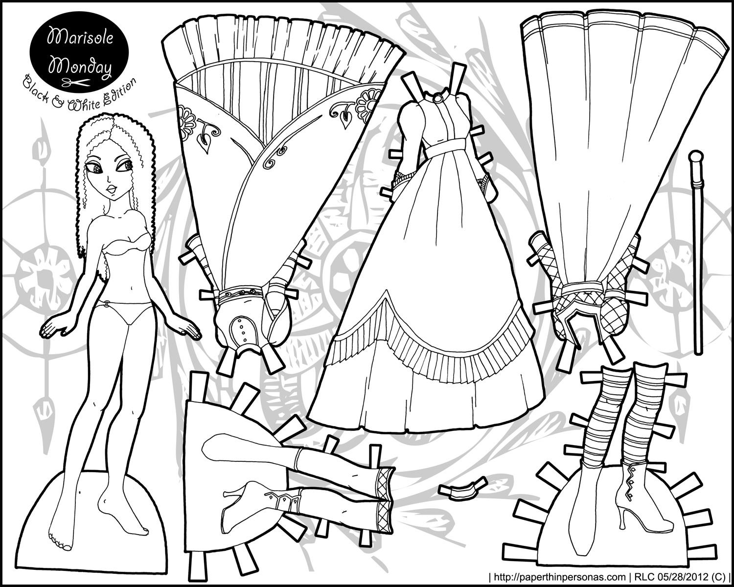 A Princess Paper Doll in Black and White • Paper Thin Personas