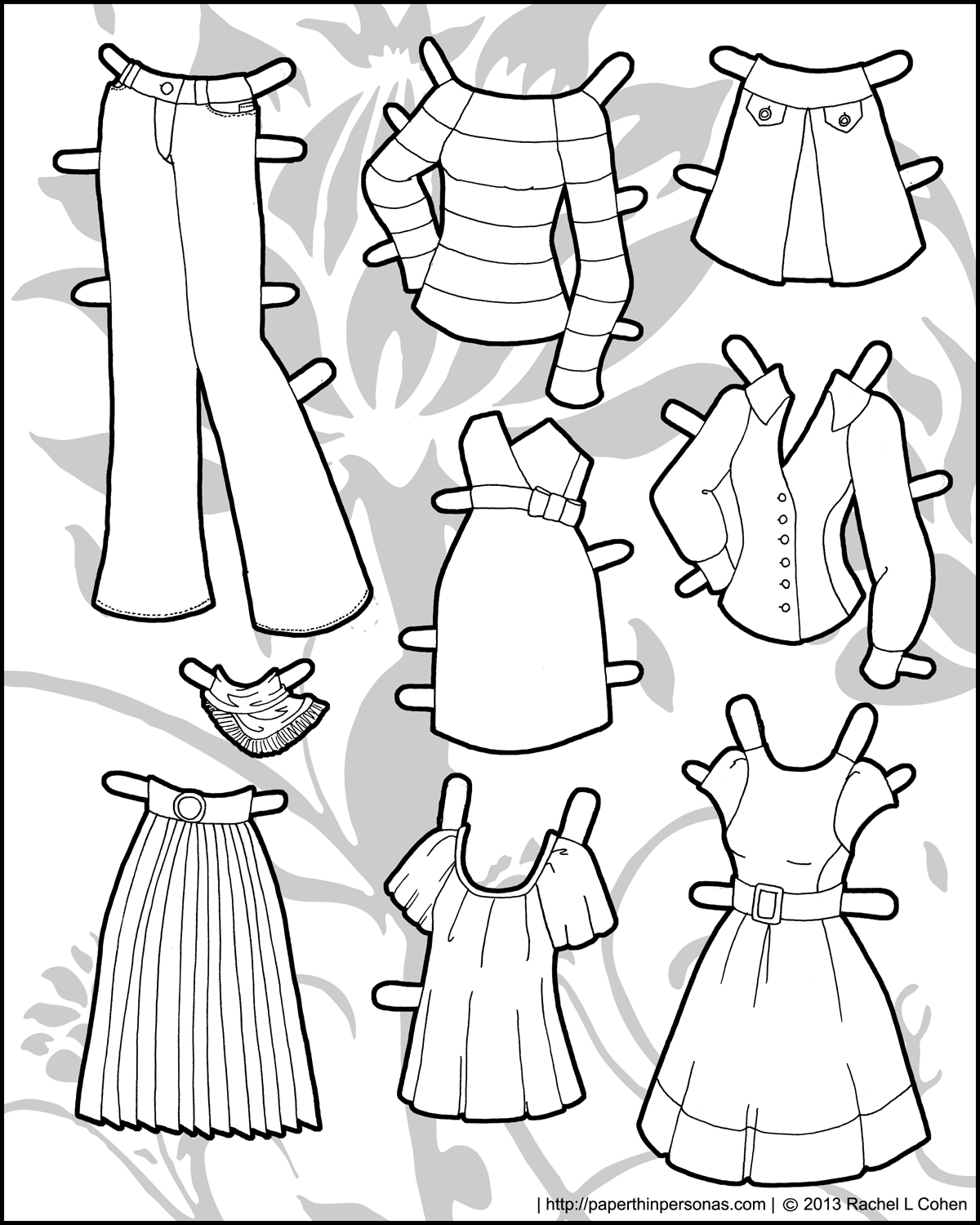 Раскраска платья для бумажных кукол