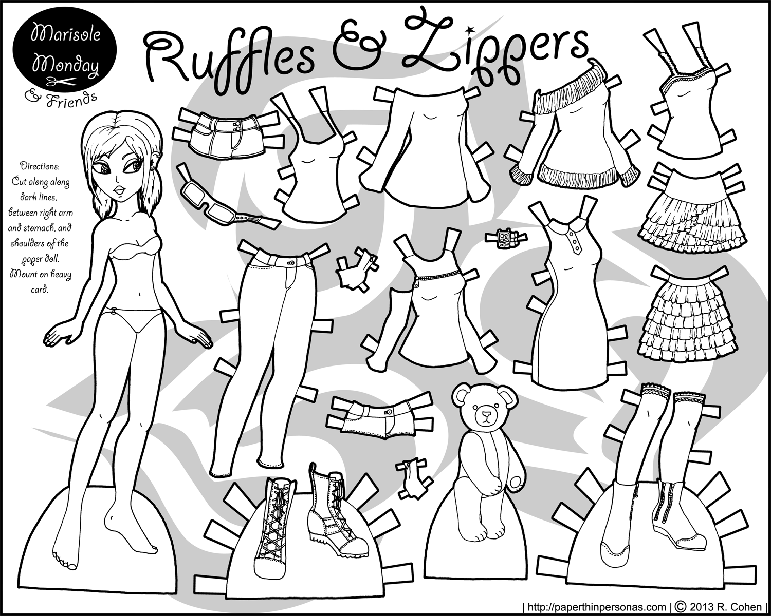 marisole monday paper doll coloring pages