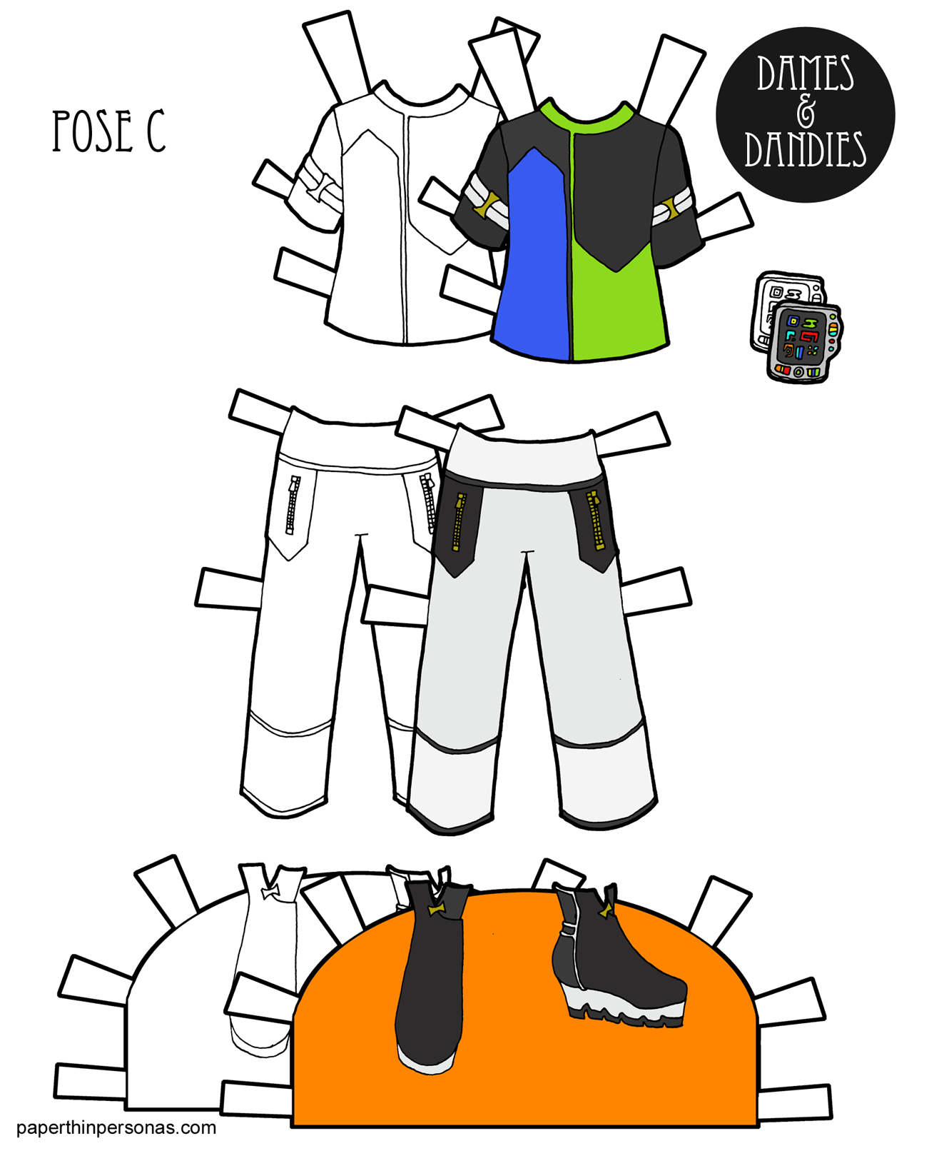 Some 1980s Sci Fi Inspired Paper Doll Clothing For The Guy Paper Dolls • Paper Thin Personas